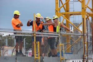 Australian construction site with workers